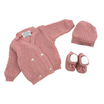 Baumwollpullover+Schuhe+Mütze-Set 0/6 Monate