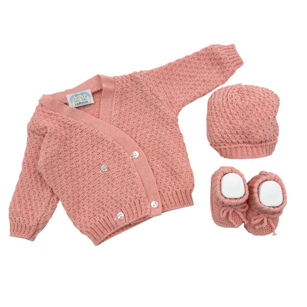 Baumwollpullover+Schuhe+Mütze-Set 0/6 Monate