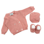 Baumwollpullover+Schuhe+Mütze-Set 0/6 Monate