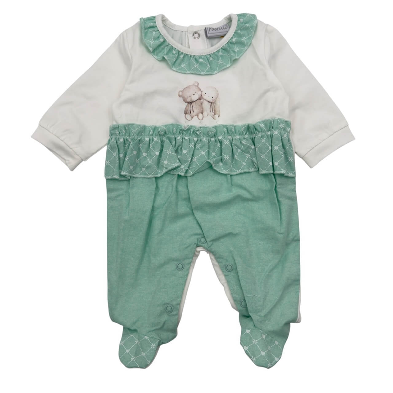 Pastellfarbener Baby-Strampler aus Baumwolle