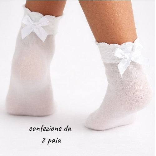 1 Packung mit 2 Paar Filosocken mit Schleife Vignoni Mädchen