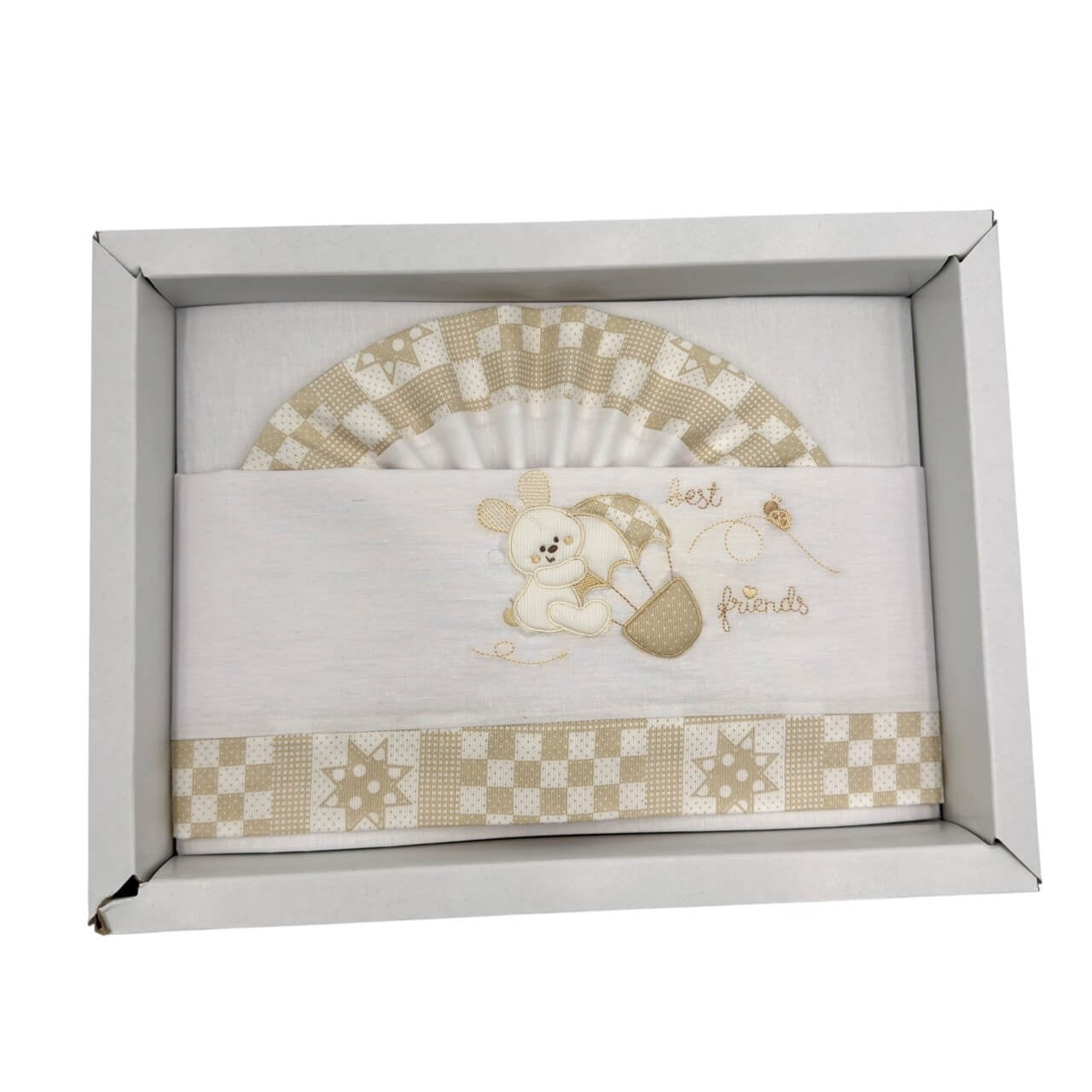 Pastellfarbenes Kinderwagen-Set aus 100 % Baumwolle