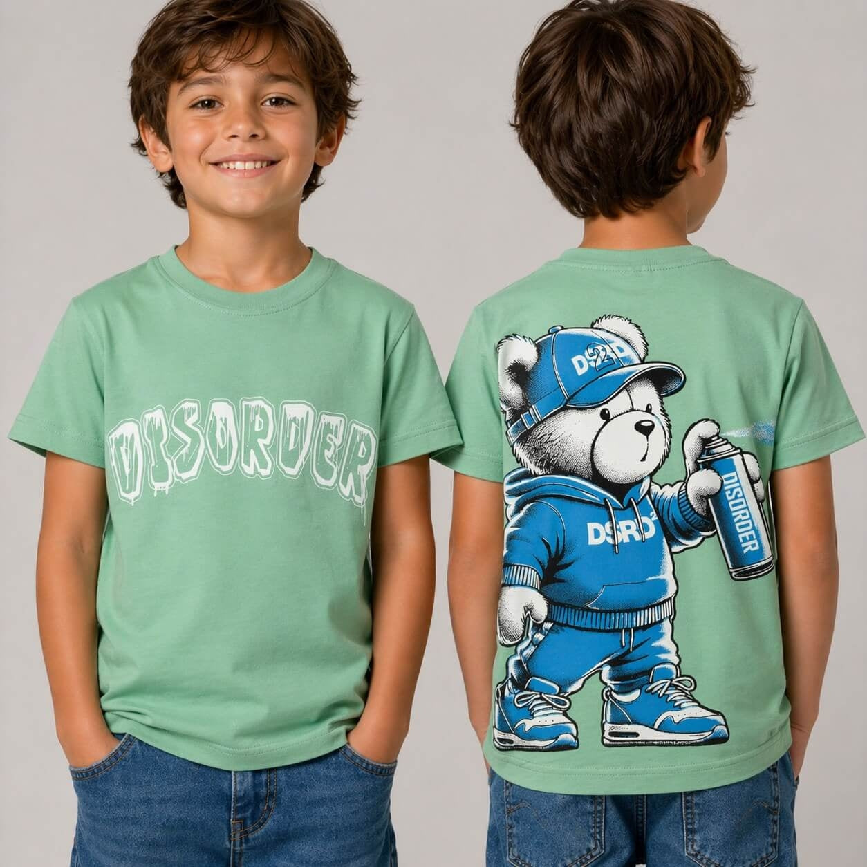 Bedrucktes T-Shirt für Babys, Vorder- und Rückseite