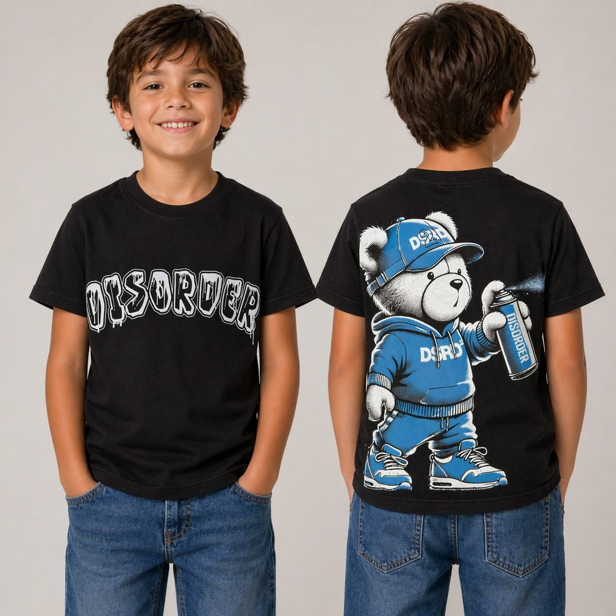 Bedrucktes T-Shirt für Babys, Vorder- und Rückseite