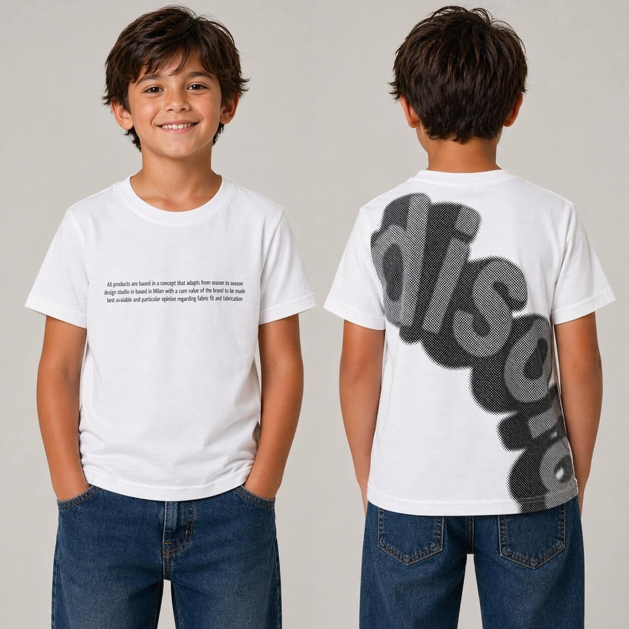 Bedrucktes T-Shirt für Babys, Vorder- und Rückseite