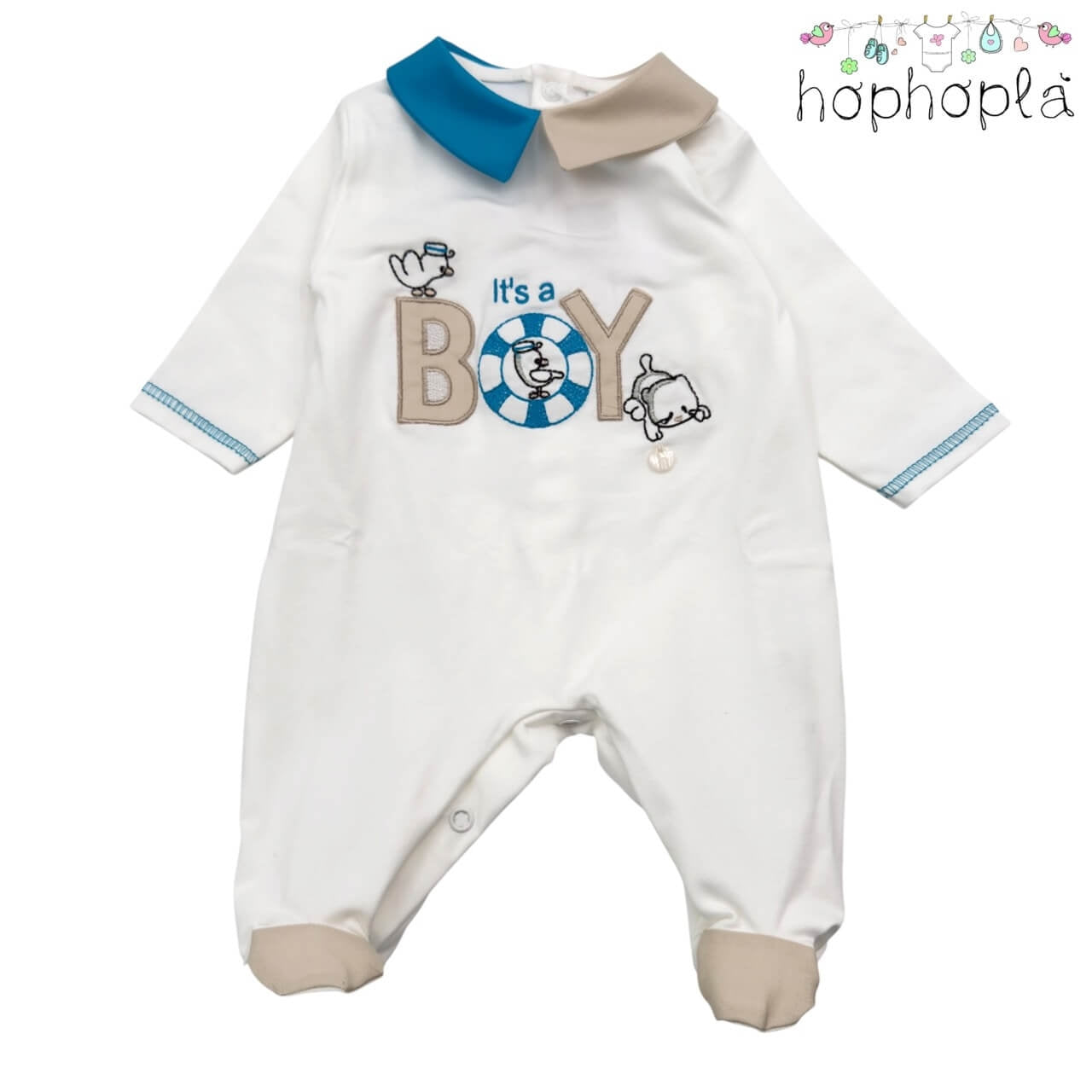 Strampler aus Baumwolle HopHoplà It's a Boy