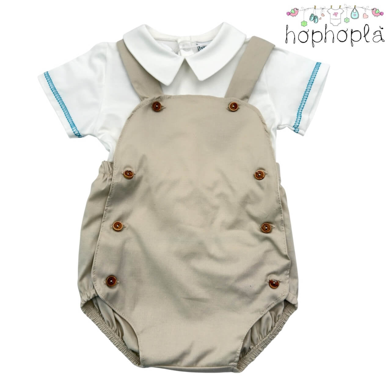 Latzhose Strampler aus Baumwolle HopHoplà It's a Boy