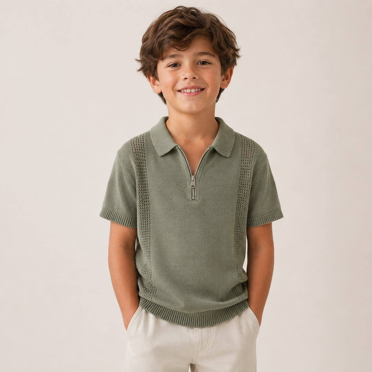 Zip-Poloshirt aus Garn – Granada