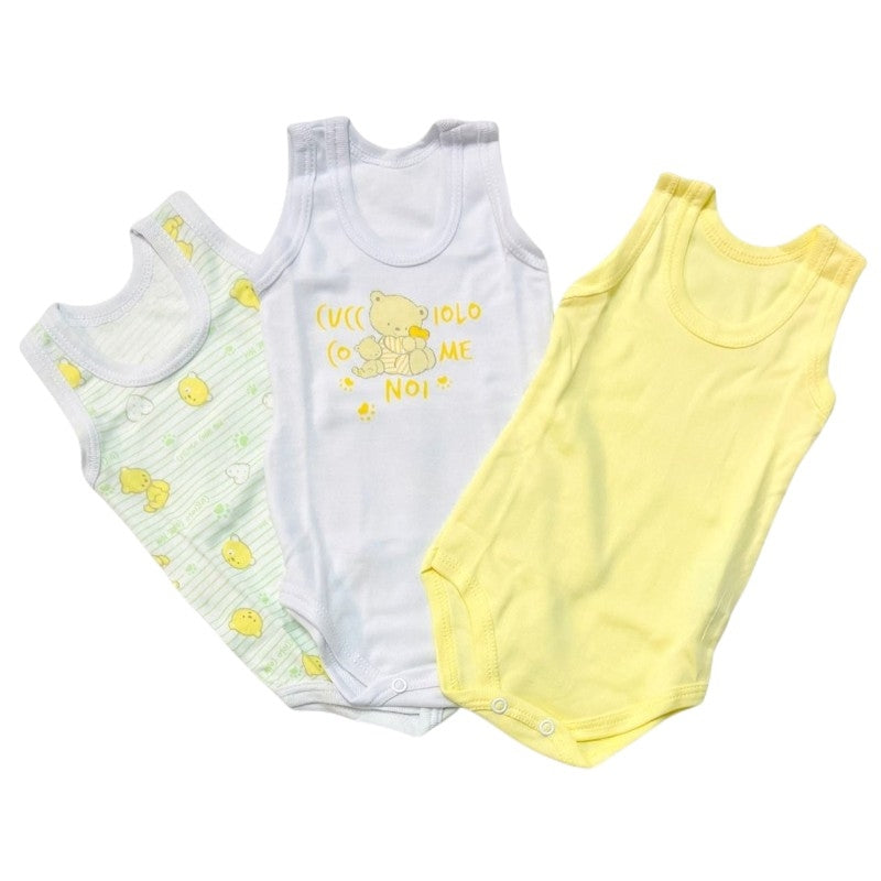 3-teiliges Tanktop aus 100 % pastellfarbener Baumwolle