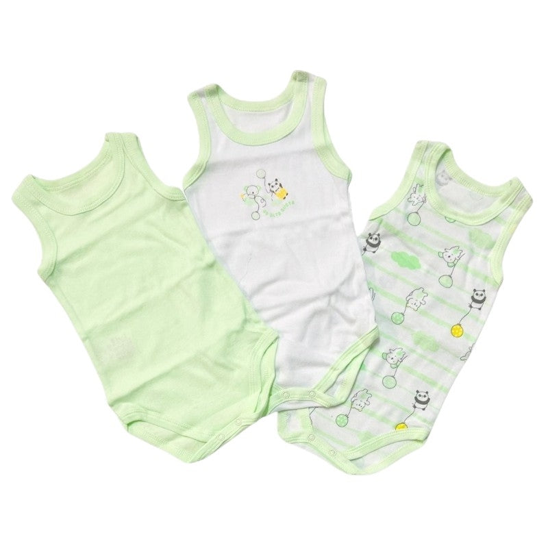 3-teiliges Tanktop aus 100 % pastellfarbener Baumwolle