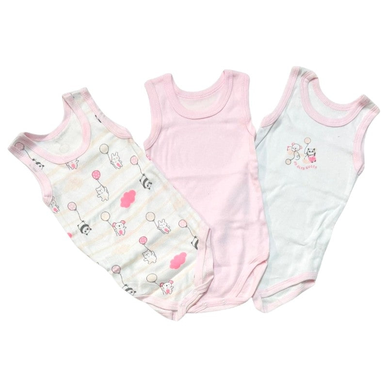 3-teiliges Tanktop aus 100 % pastellfarbener Baumwolle