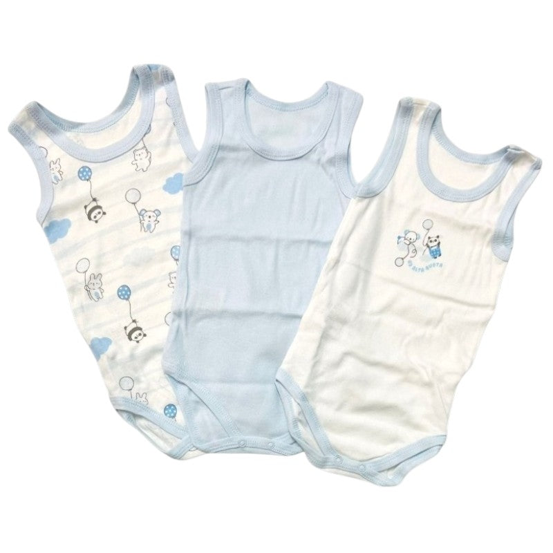 3-teiliges Tanktop aus 100 % pastellfarbener Baumwolle