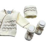 Set Golfino+Scarpette+Cappello in Misto Lana 0/6 Mesi