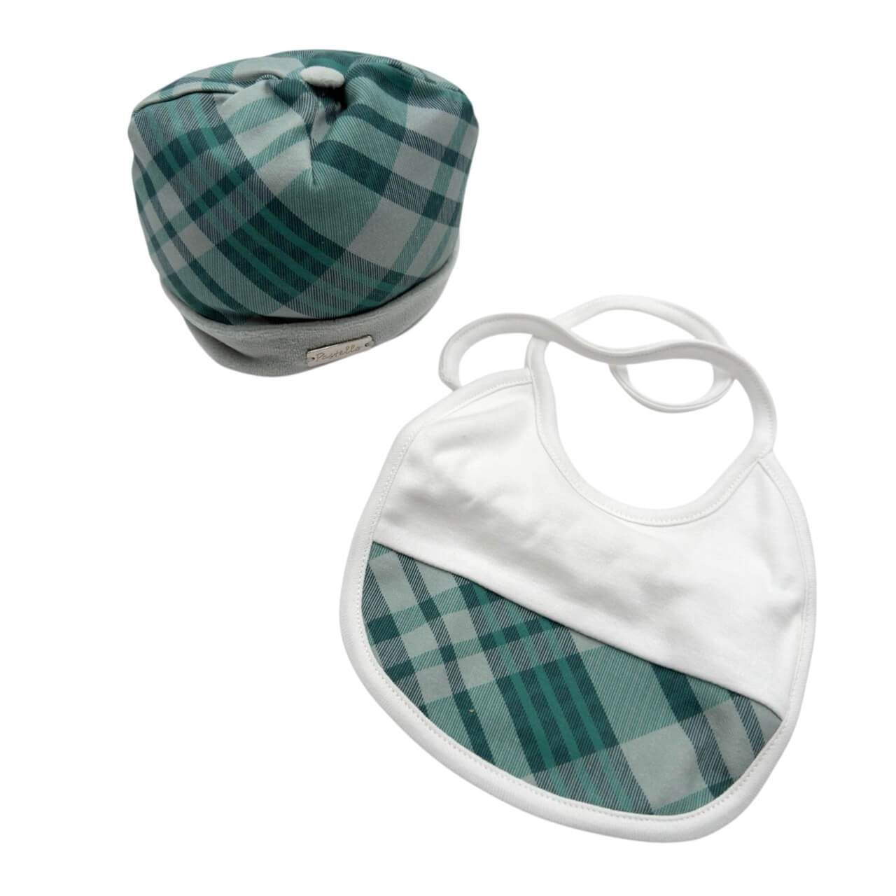 Set Cappello in ciniglia + Bavetta caldo cotone Pastello 0/3 Mesi