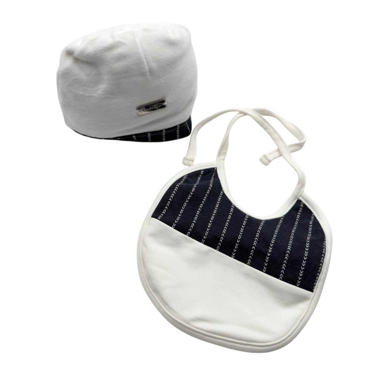 Set Cappello in ciniglia + Bavetta caldo cotone Pastello 0/3 Mesi