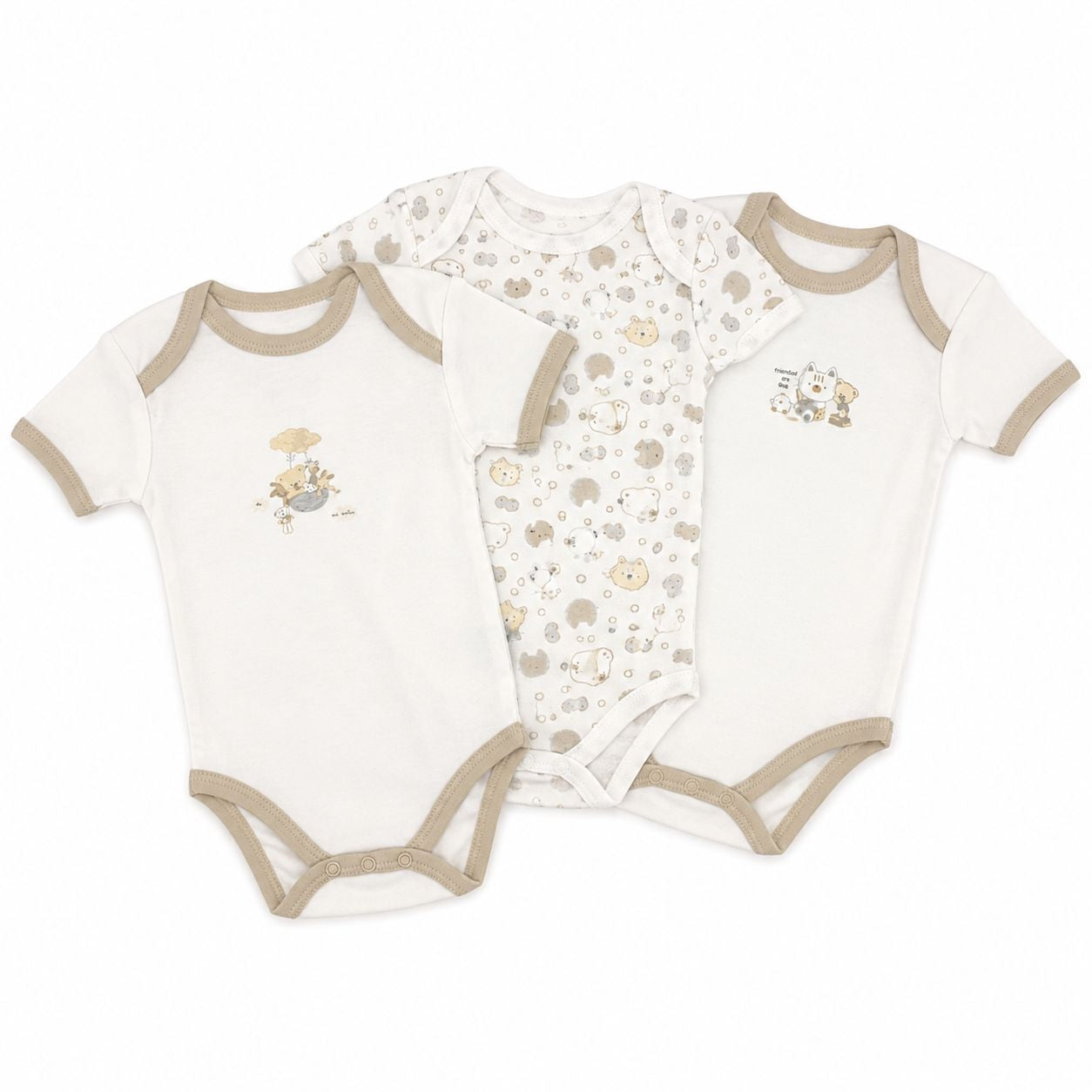 3 Bodys aus 100 % pastellfarbener Baumwolle