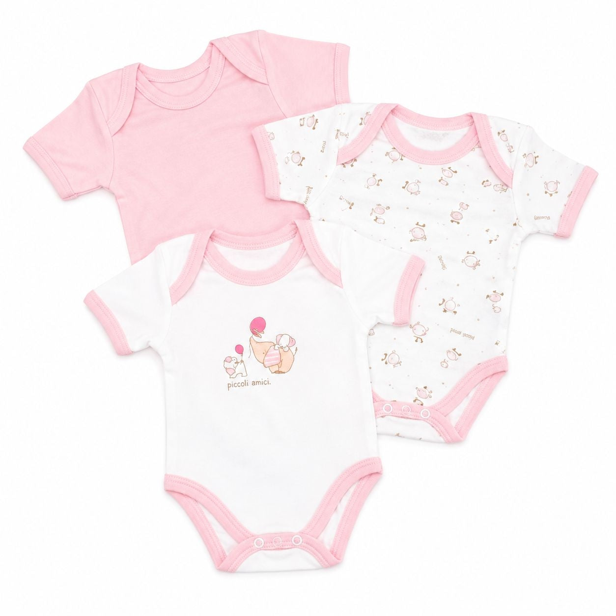 3 Bodys aus 100 % pastellfarbener Baumwolle