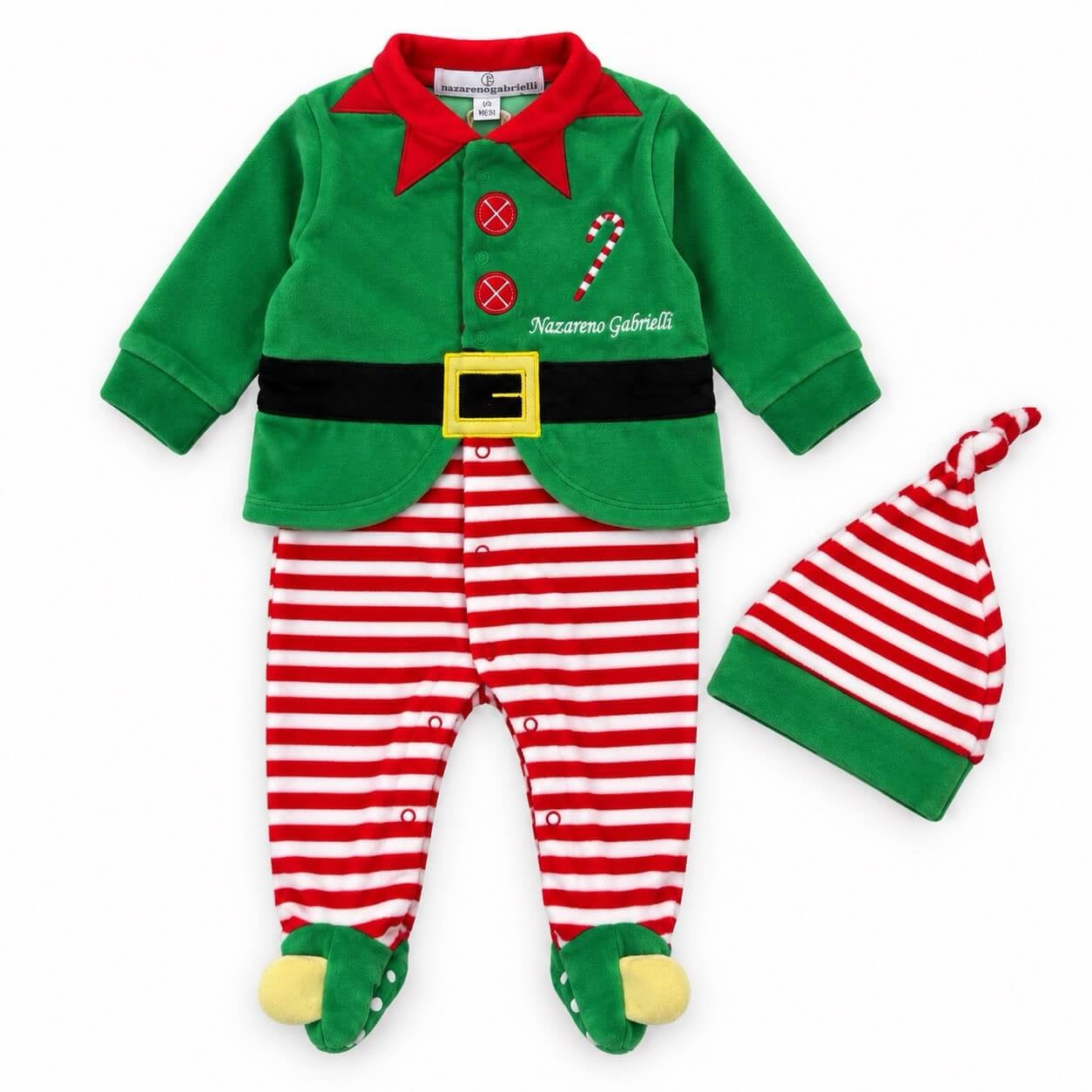Weihnachtselfen-Baby-Chenille-Strampler