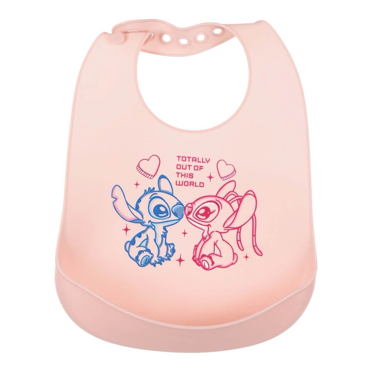 Bavetta in Silicone con Tasca Raccoglipappa – Disney Stitch e Angel