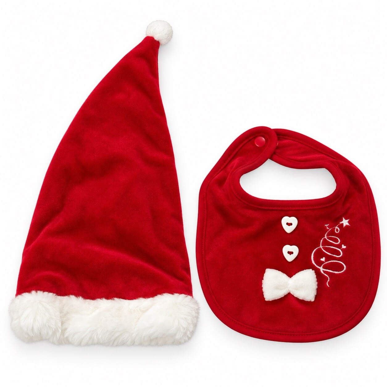 Weihnachts-Chenille-Mütze + Lätzchen