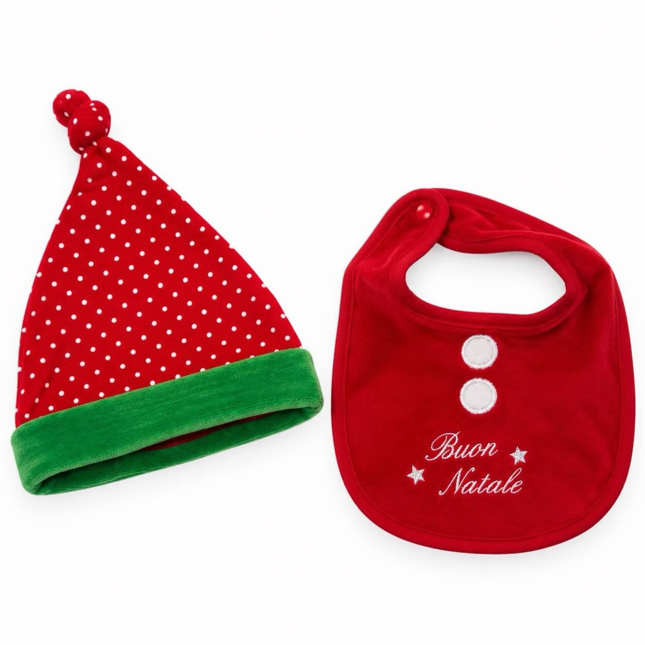 Cappello + Bavetta In ciniglia Natalizia