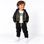 Completo Bambino 3 Pezzi con Giubbino Effetto Pelle