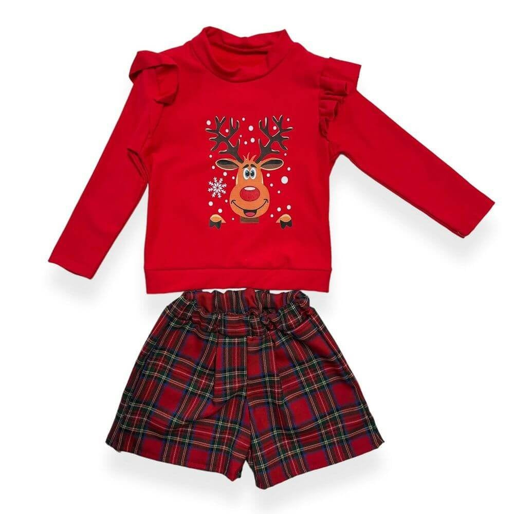 Warmes Weihnachtsoutfit aus Baumwolle für Mädchen