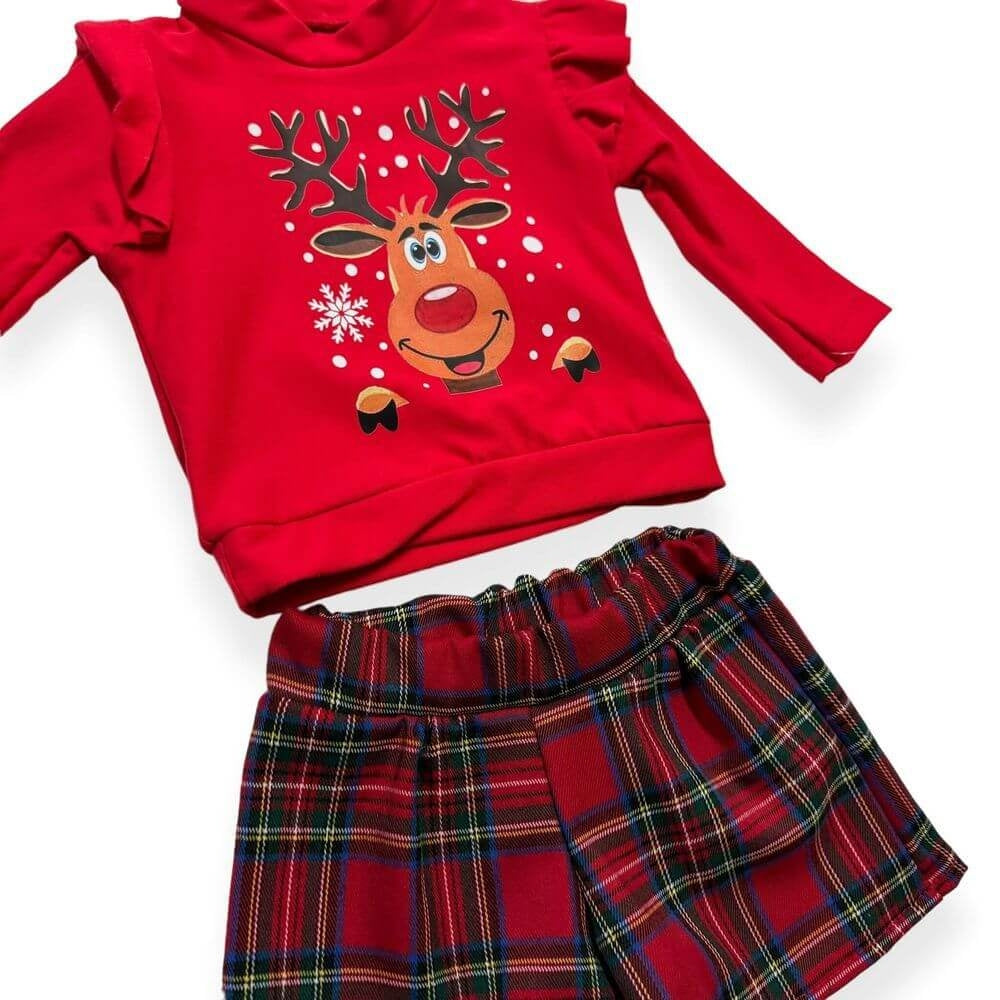 Warmes Weihnachtsoutfit aus Baumwolle für kleine Mädchen