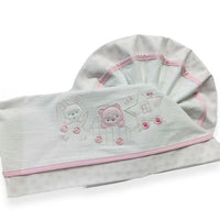 Pastellfarbenes Kinderwagen-Set aus 100 % Baumwolle