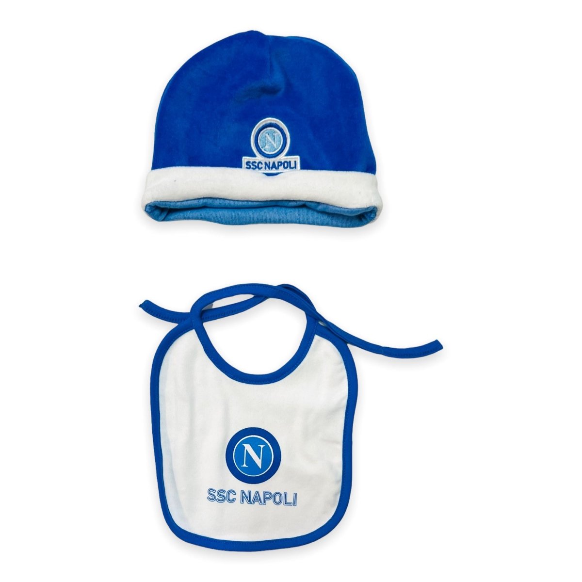 Set Cappello+Bavetta in ciniglia SSC Napoli 0/3 mesi - Mstore016 - Set neonato - SSC Napoli